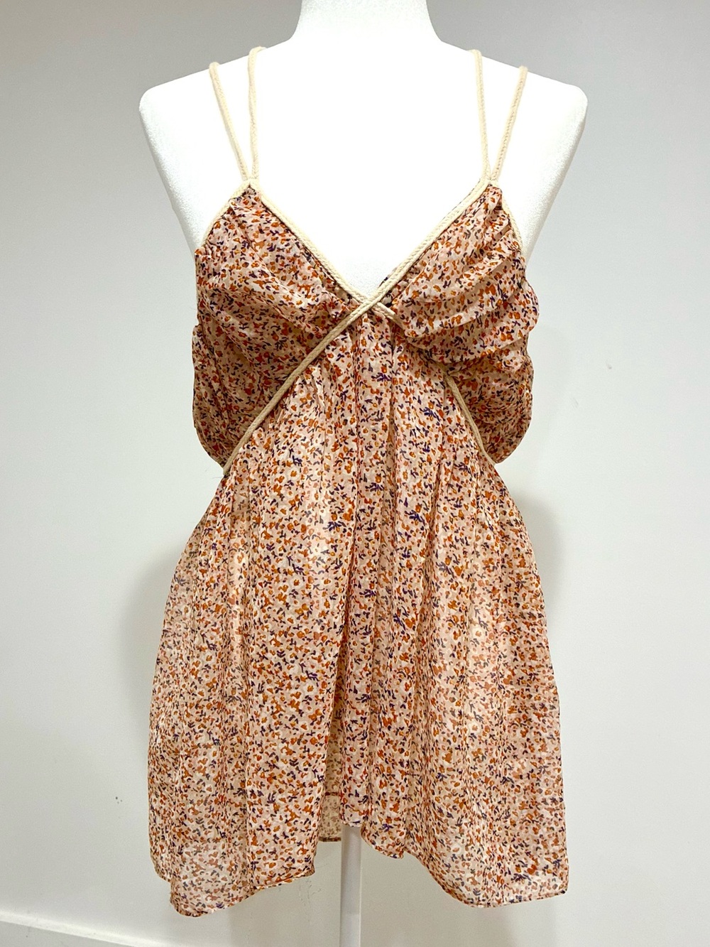 Free People Floral Babydoll Spagetti Strap Boho Cottagecore Women’s size XS